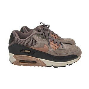 NIKE Air Max 90 Leather Sneakers Iron/Metallic Red Bronze Womens Size 8.5 EUC